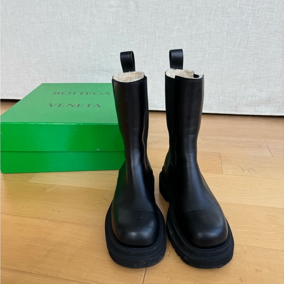 Bottega Veneta Shearling Lug Sole Boots - Picture 2 of 8